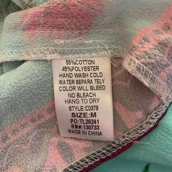 UMGEE Turquoise Blue Floral Straight Off The Runway Off-Shoulder Top - Picture 11 of 12